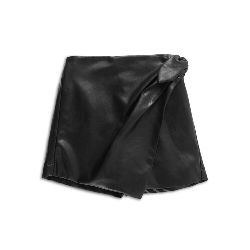 Habitual Mock Faux Wrap Skort Women's 16 Black Pull-On Elastic Waist RED459